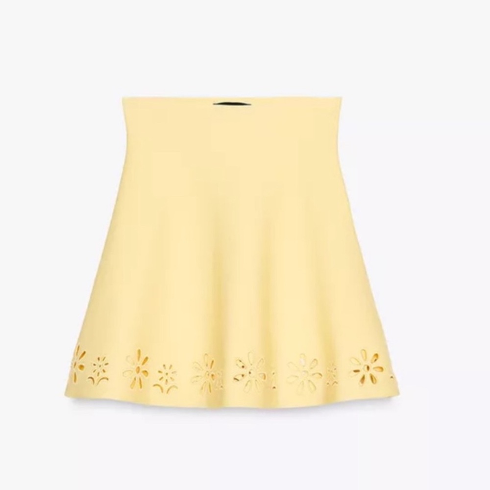 NWT | Zara | Yellow Sleeveless Top Skirt Set with Floral Cutouts | SKIRT ONLY
